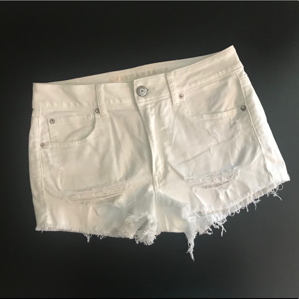 AE White Hi-Rise Shortie Shorts